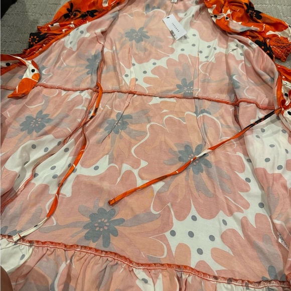 Topshop Orange Floral Mini Dress - Picture 7 of 8